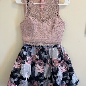 Pink Lace Floral Dress